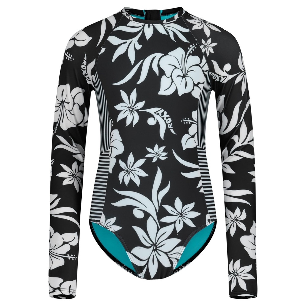 NWT Roxy Girls Long Sleeve One Piece Rashguard Swimsuit UPF 50+ Floral - 16
